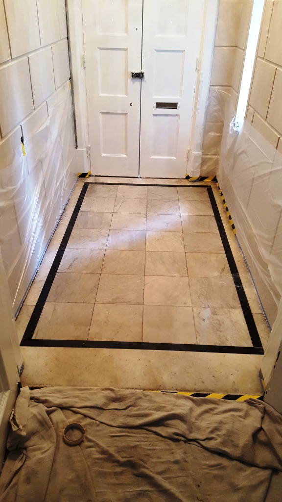 Marble Tiled Enterance Congleton Before Cleaning