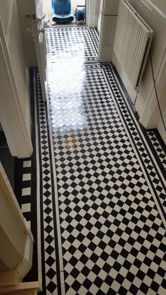 Chequered Victorian Floor Prestbury After Repair and Clean