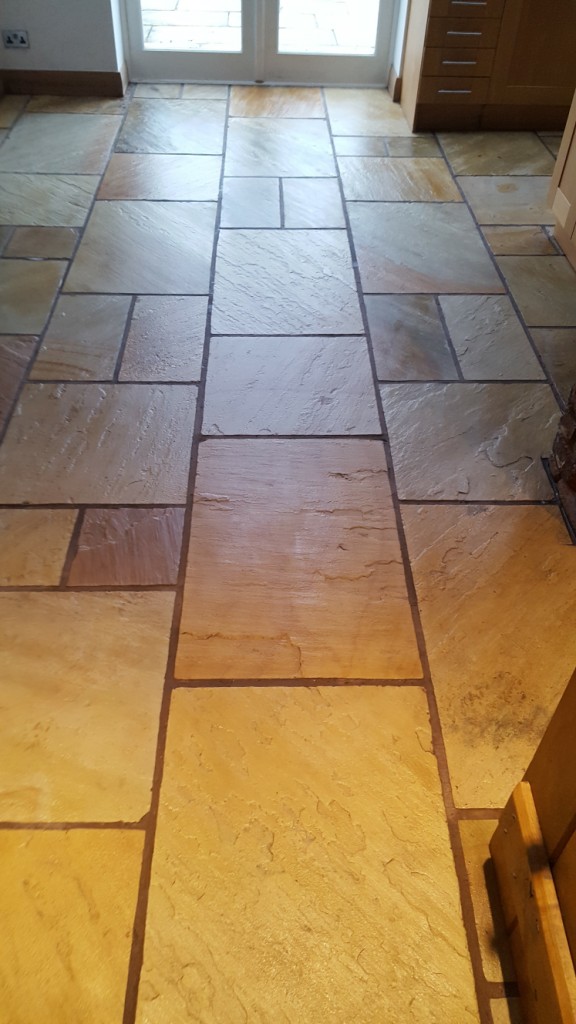 Sandstone Kitchen Floor After Sealing Bramhall