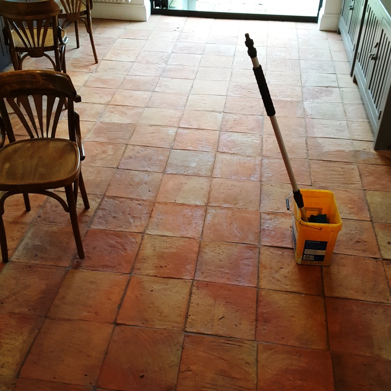 Spanish Terracotta Floor Tiles During Cleaning Alderley Edge