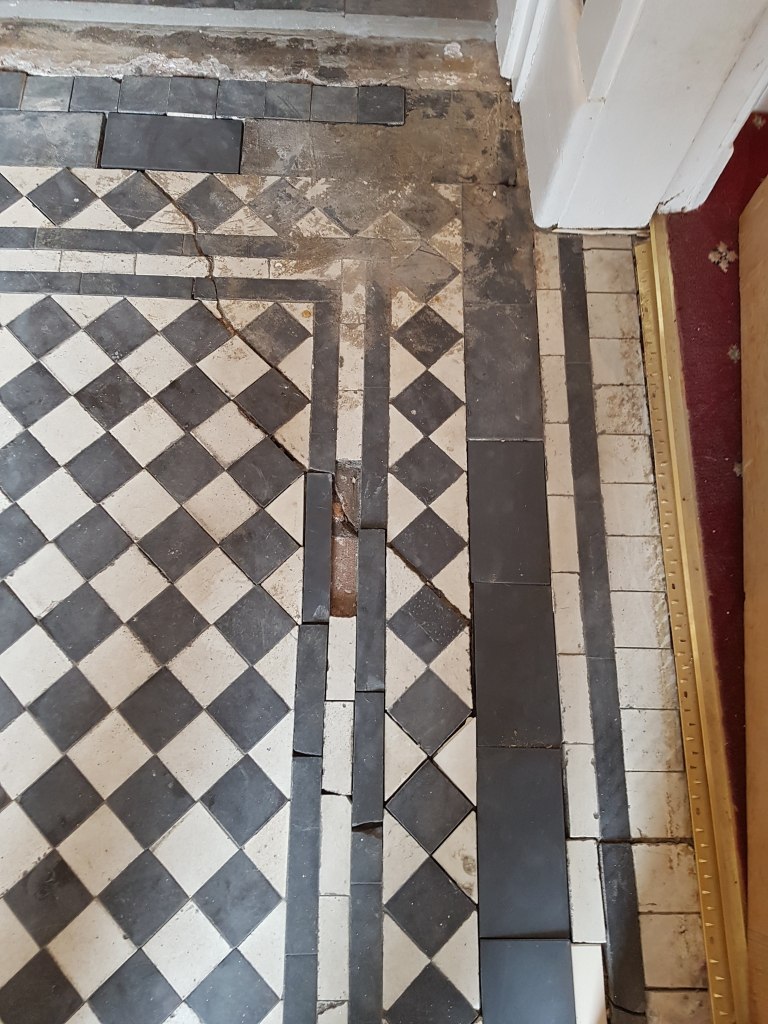 Black White Victorian Hallway Floor Before Restoration Hale Barns