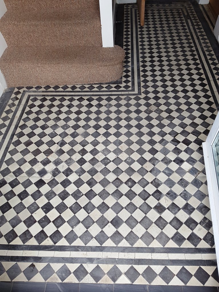 Black White Victorian Hallway Floor Before Restoration Hale Barns