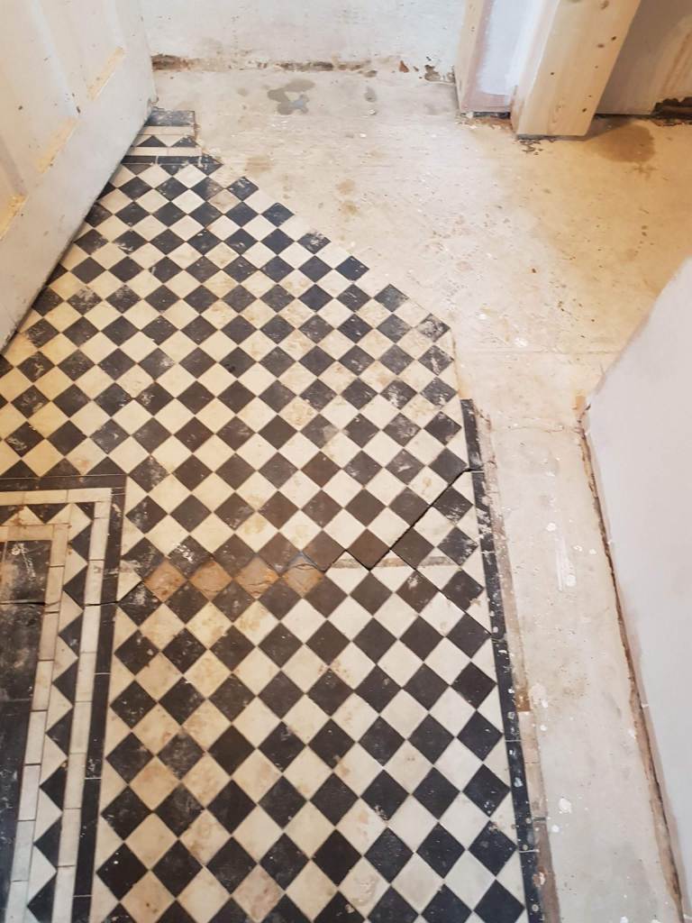 Black White Victorian Hallway Floor During Restoration Hale Barns