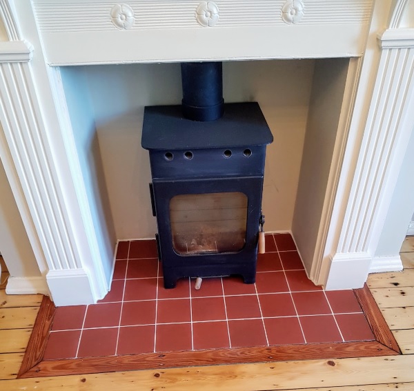 Quarry Tiled Hearth After Grout Colouring Lindow End