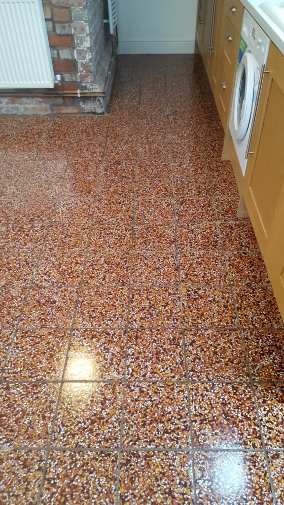 Terrazzo Kitchen Tiles After Cleaning in Bosley Cheshire