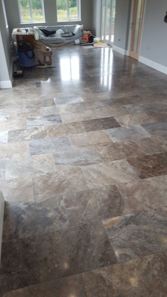 Polished Travertine Floor During Cleaning Eaton