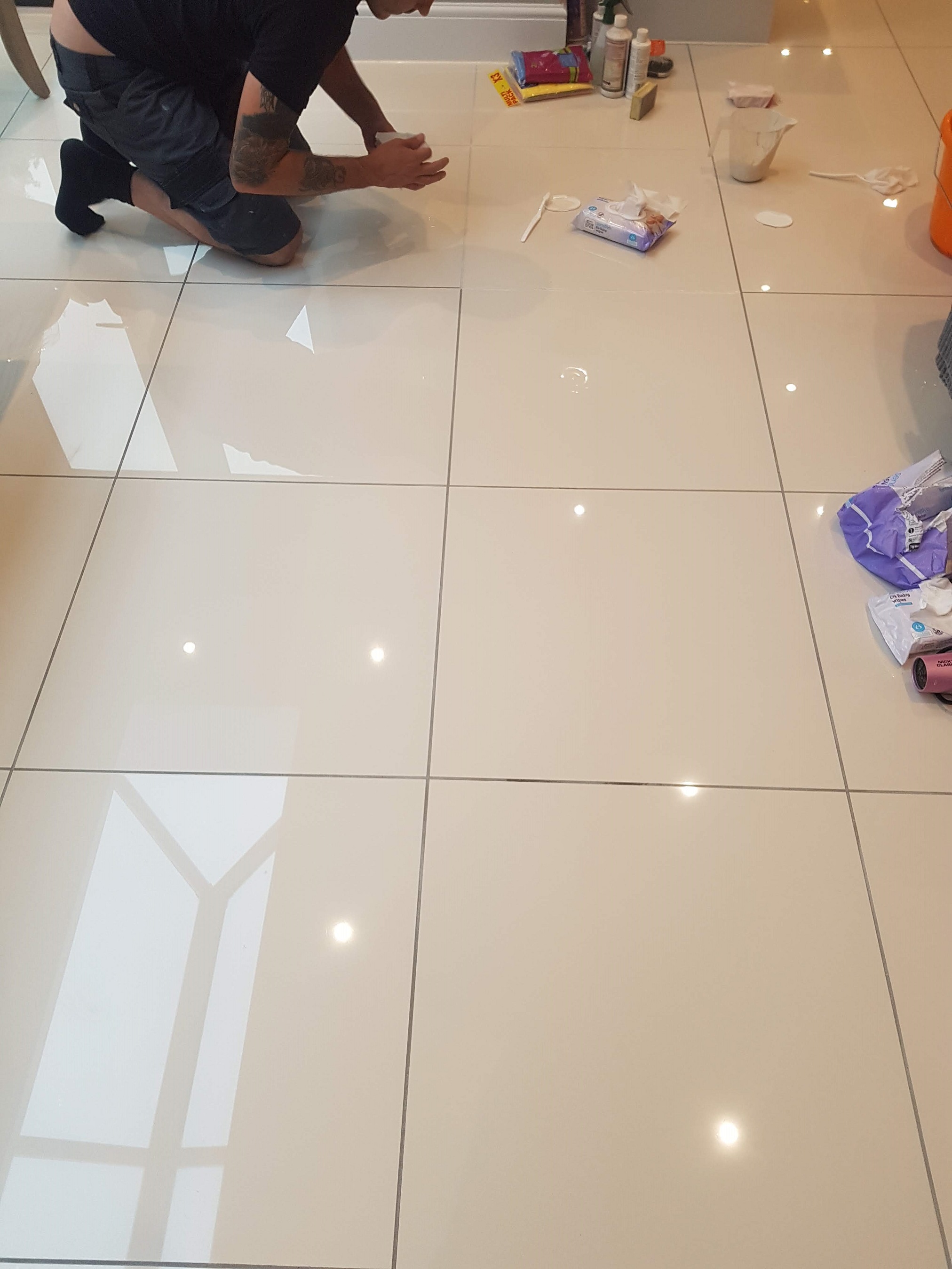 Changing Grout Colour used on new Porcelain Tile Installation in East