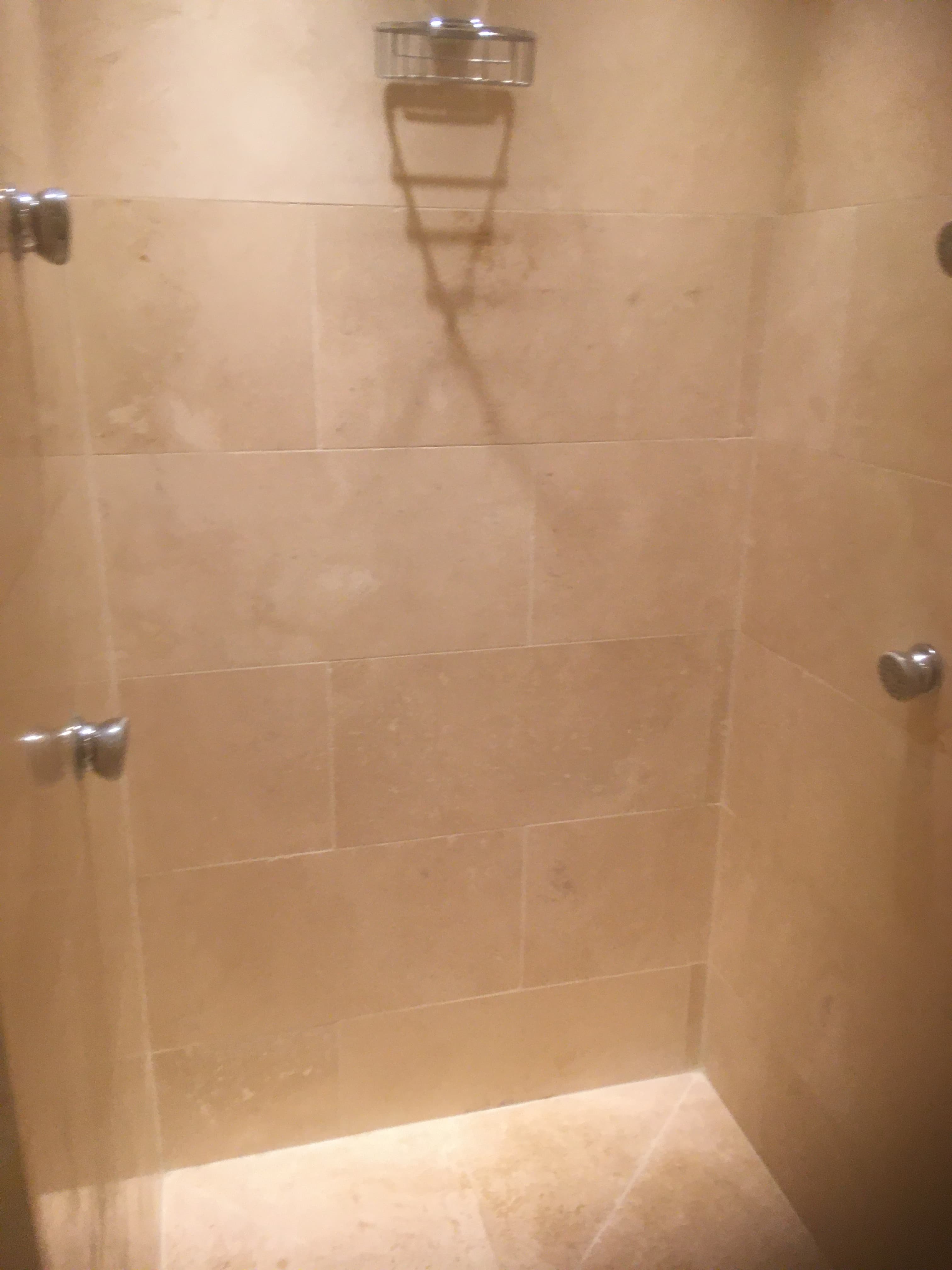 20 Year Old Travertine Shower Cubicle After Renovation Hale Barns