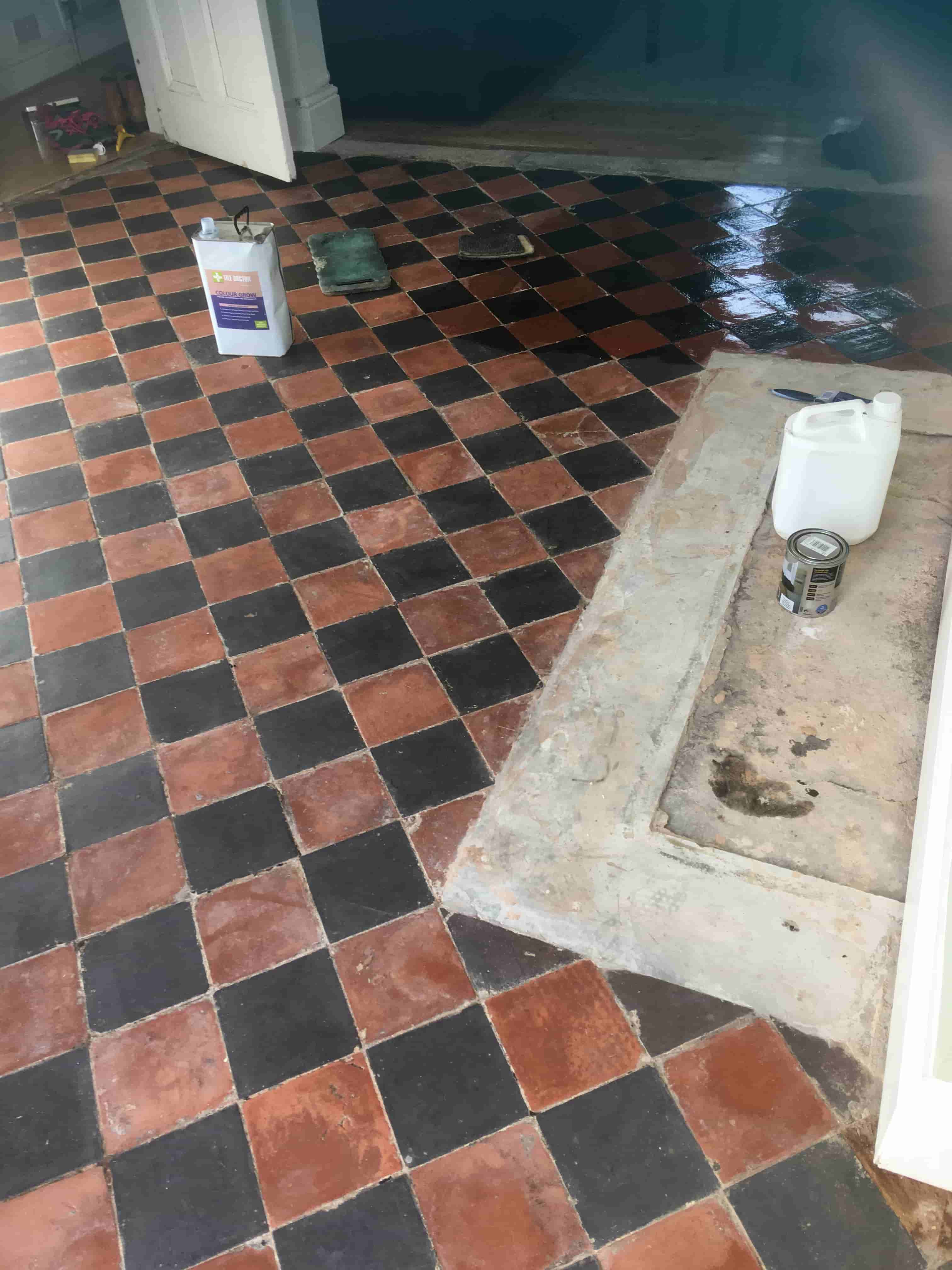 Old Quarry Tiled Floor During Sealing Cheadle Hulme